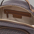 Zaino Liu Jo Manhattan logo monogram AF6209E1137 colori marrone e beige dettagli zip frontale interior logo