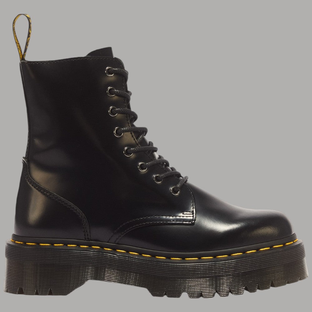 Stivali platform Dr Martens Jadon in pelle Smooth neri con suola gialla