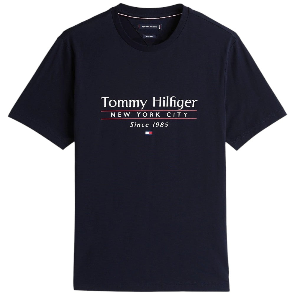 Tommy Hilfiger t-shirt blu con stampa centrale MW0MW38621DW5 T-shirt Tommy Hilfiger