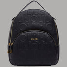 Zaino nero Liu Jo Manhattan con logo monogram e dettagli in oro