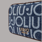 Borsa Liu Jo tracolla piccola in denim con logo ripetuto blu e dettagli metallici