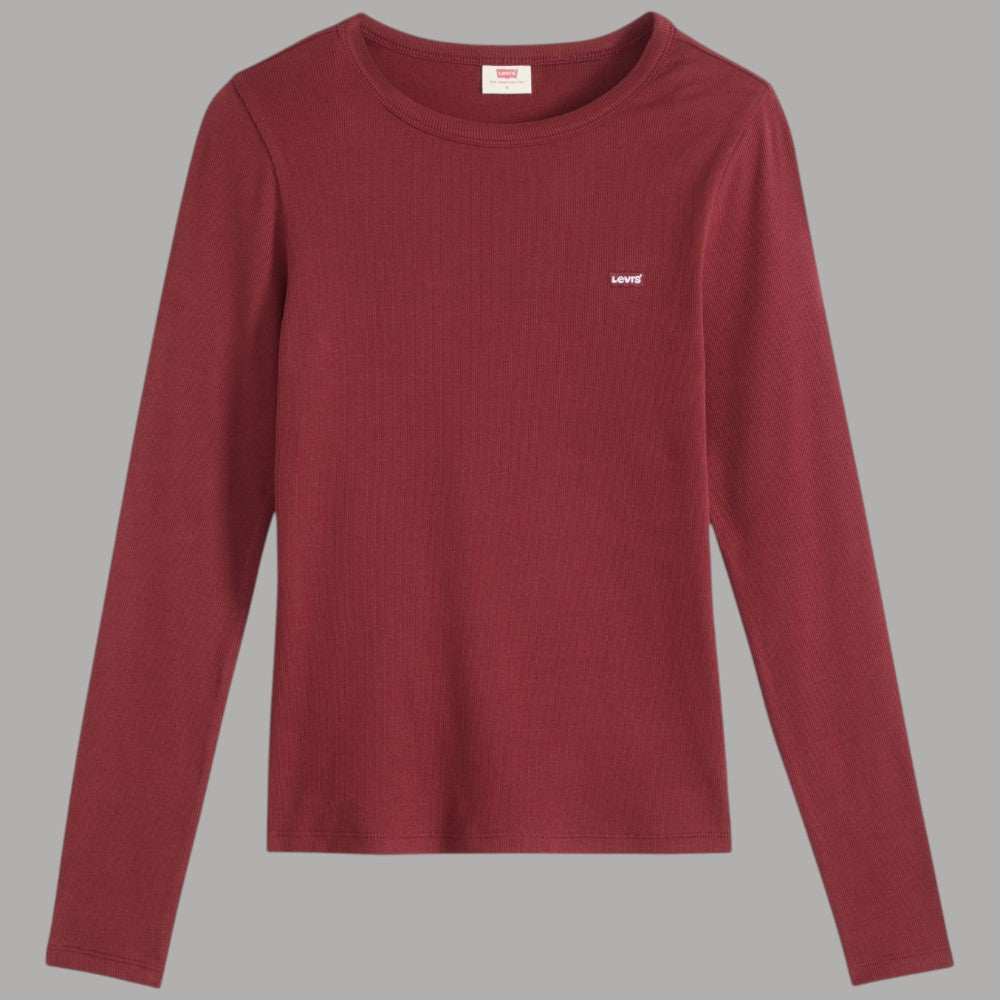 Levi's Hayes T-shirt maniche lunghe rossa con logo sul petto