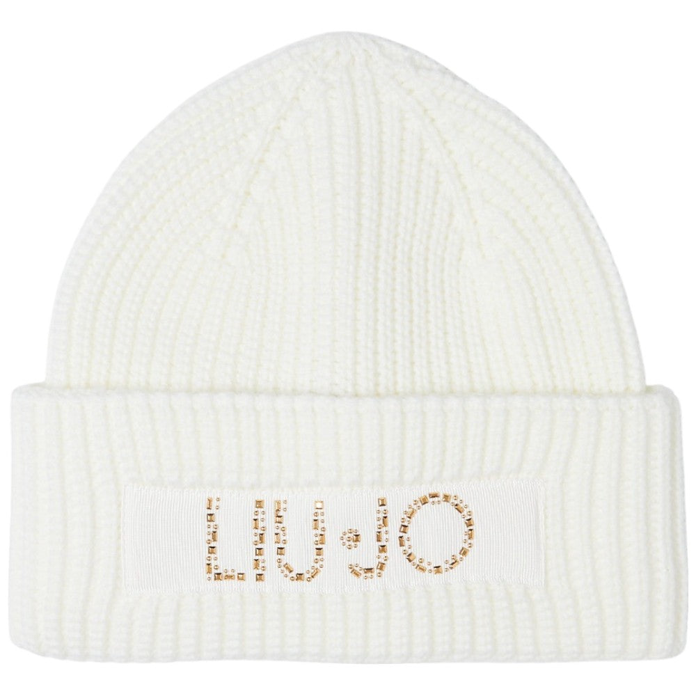 Liu Jo cappello beanie bianco con logo art. 2F4110M0300 Cappelli Liu Jo