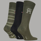 Calzini verdi da uomo Tommy Hilfiger, 3 paia in scatola regalo