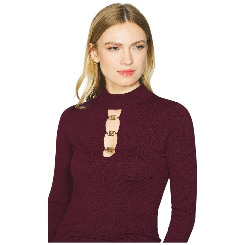 Relish pullover bordeaux con apertura Angiolina RDA2402054043 Maglieria Relish