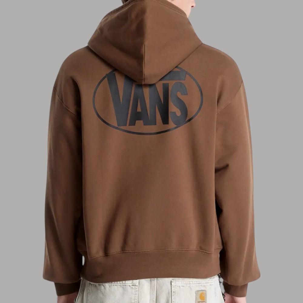 Felpa oversize con cappuccio marrone Vans con logo ovale sul petto