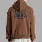 Felpa oversize con cappuccio marrone Vans con logo ovale sul petto