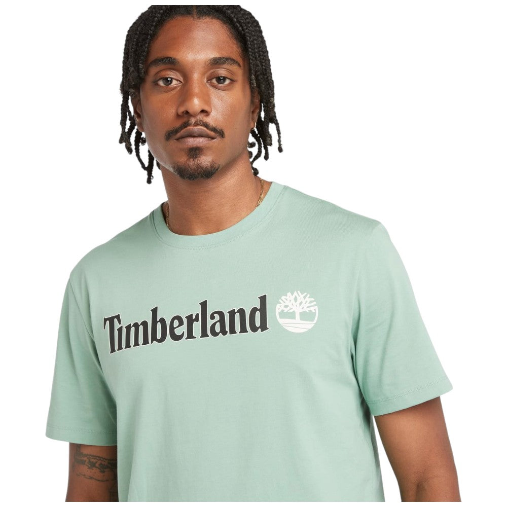 Timberland t-shirt verde acqua logo lineare TB0A5UPQEW0 T-shirt Timberland