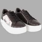 Sneakers da donna con stampa torre Eiffel e suola rialzata bianca