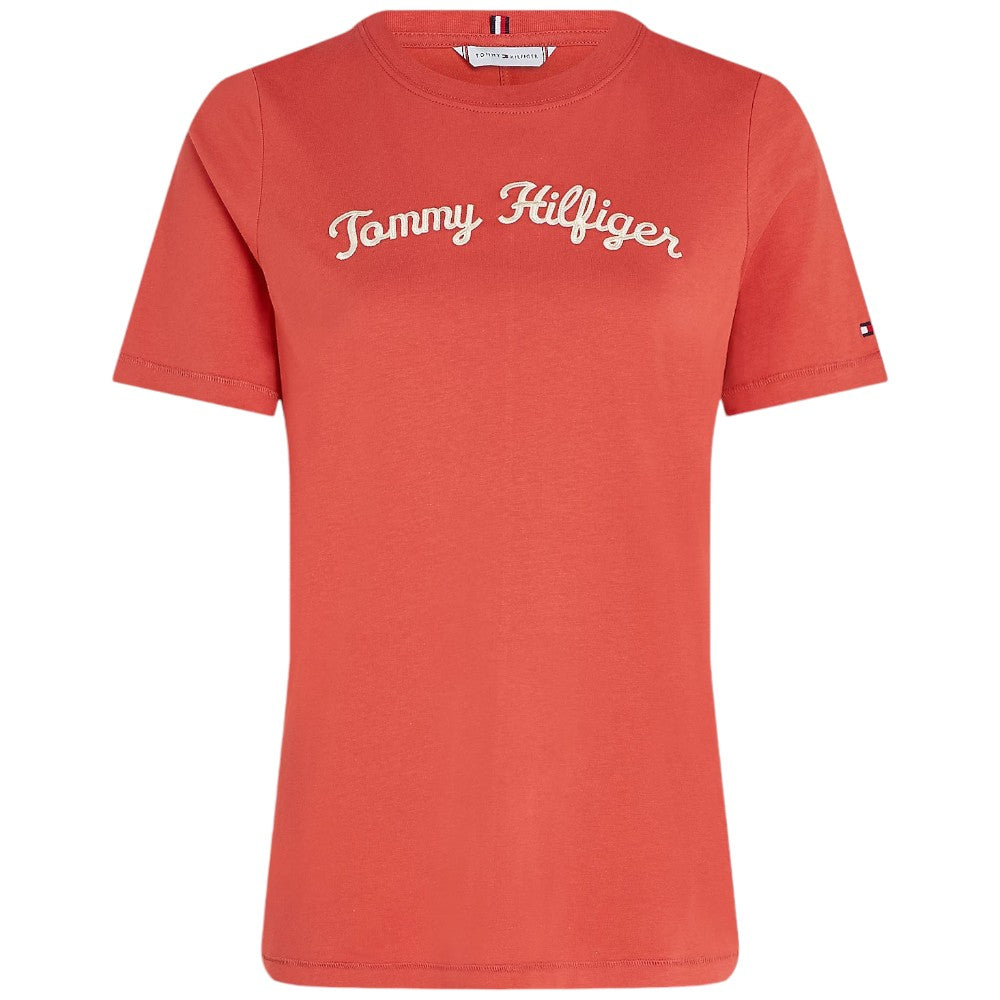 Tommy Hilfiger donna  t-shirt rosso terra WW0WW42589 T-shirt Tommy Hilfiger