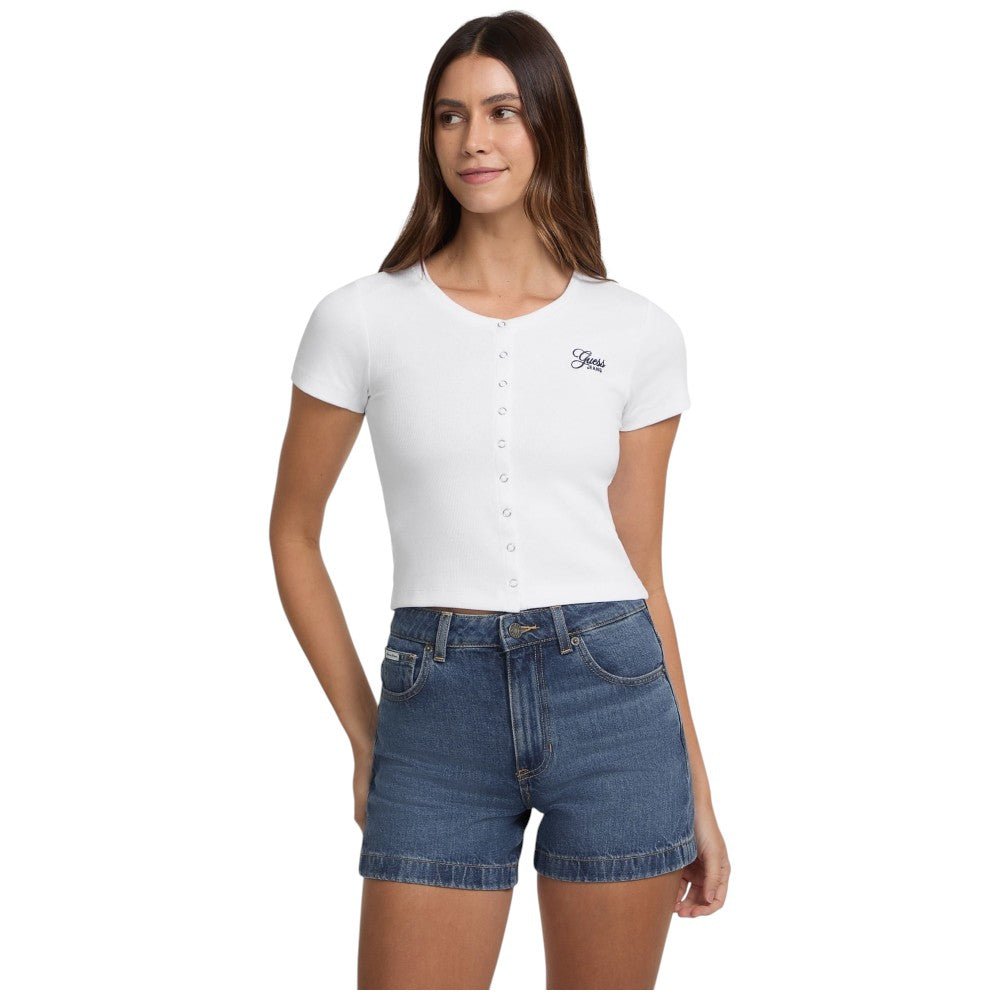 Guess Jeans t-shirt bianca cropped W5GP27 KA0H1 G011 T-shirt Guess Jeans