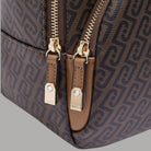 Liu Jo Manhattan logo monogram zaino marrone con dettagli in pelle e logo metallico