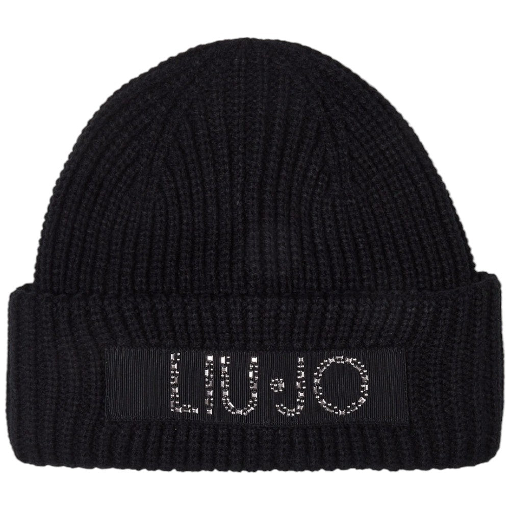 Liu Jo cappello beanie nero con logo art. 2F4110M0300 Cappelli Liu Jo