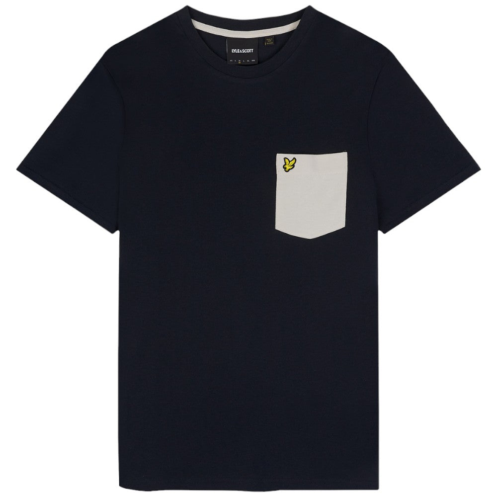 Lyle & Scott t-shirt blu con taschino panna TS831VOG T-shirt Lyle & Scott