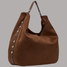 Borsa grande Liu Jo hobo con borchie in tessuto marrone e dettagli in pelle