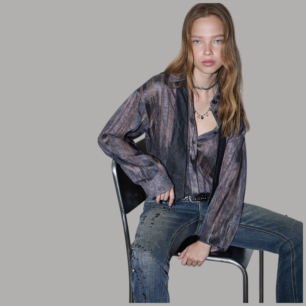Camicia Liu Jo aperta con stampa digitale e top coordinato