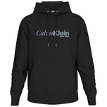 Felpa con cappuccio nera Calvin Klein, stampa frontale e tasca a marsupio