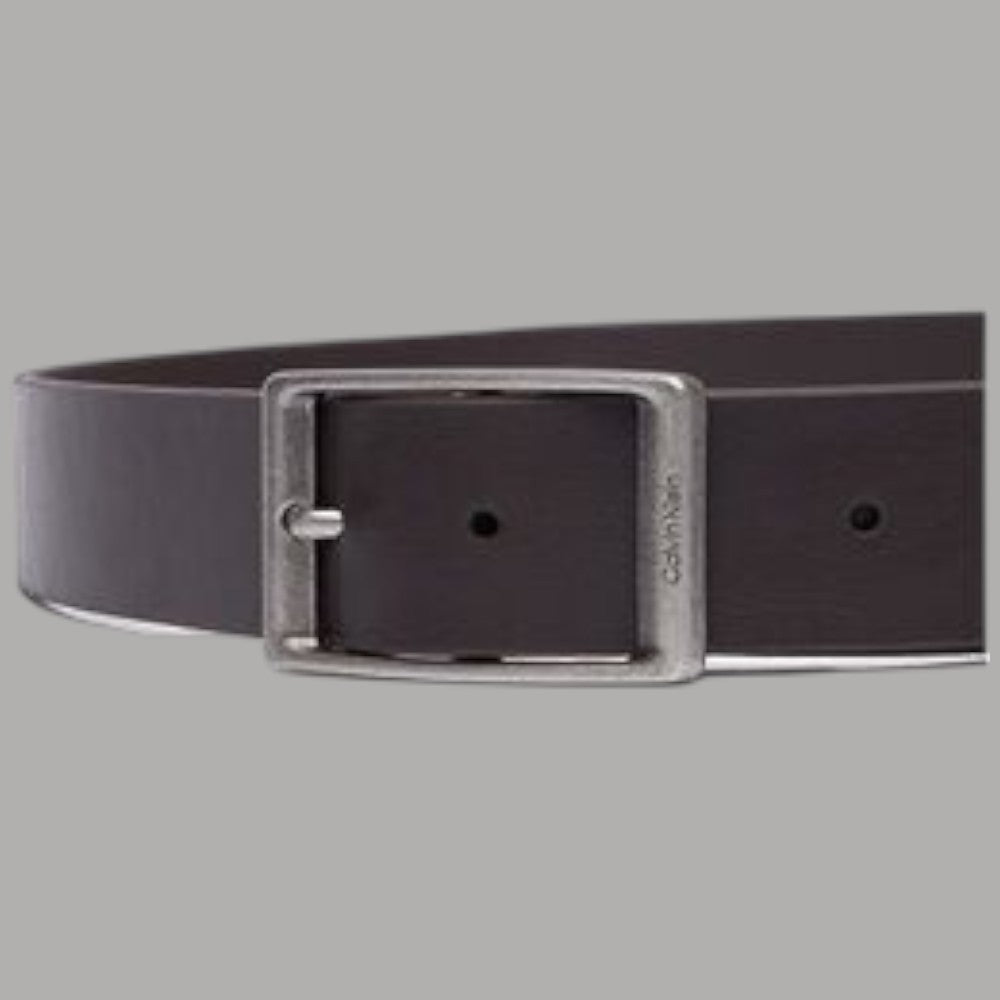 Calvin Klein cintura uomo effetto Tumbled nero con fibbia ad ardiglione e texture liscia