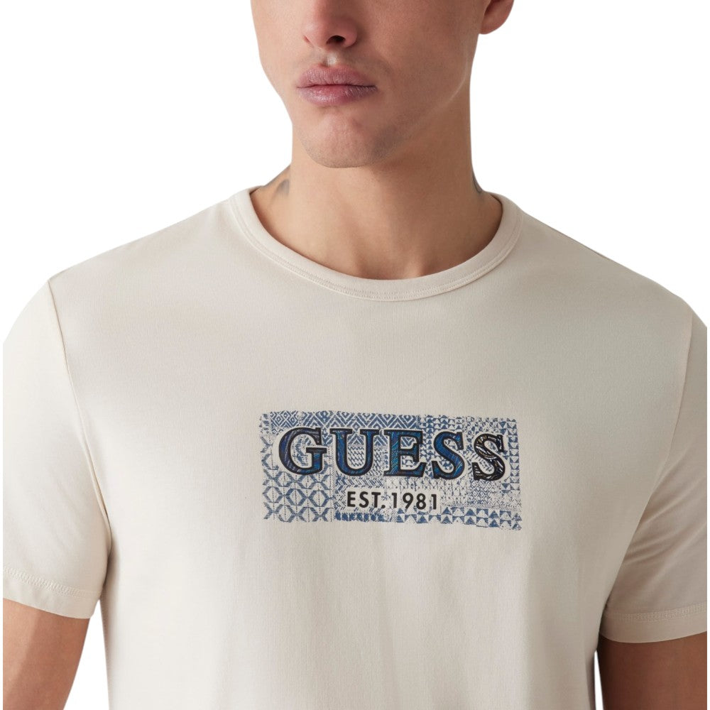 Guess t-shirt beige chiaro logo box M5GI19 J1314 G1V7 T-shirt Guess