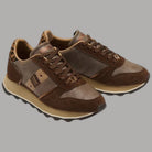 Blauer sneakers donna con dettaglio animalier in tonalità marrone e beige con suola retrò