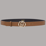Cintura in pelle color cuoio con logo rotondo Liu Jo e chiusura a incastro