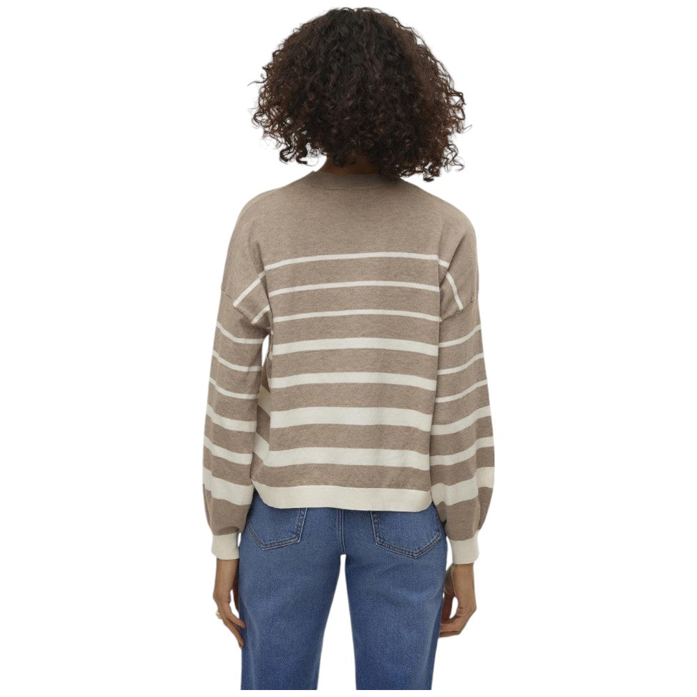 Vero Moda pullover a righe panna marrone Rain 10309415 - Prodotti di Classe