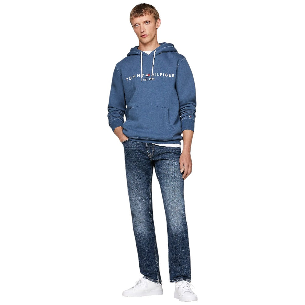 Tommy Hilfiger felpa cappuccio blu avion logo ricamato MW0MW11599 - Prodotti di Classe