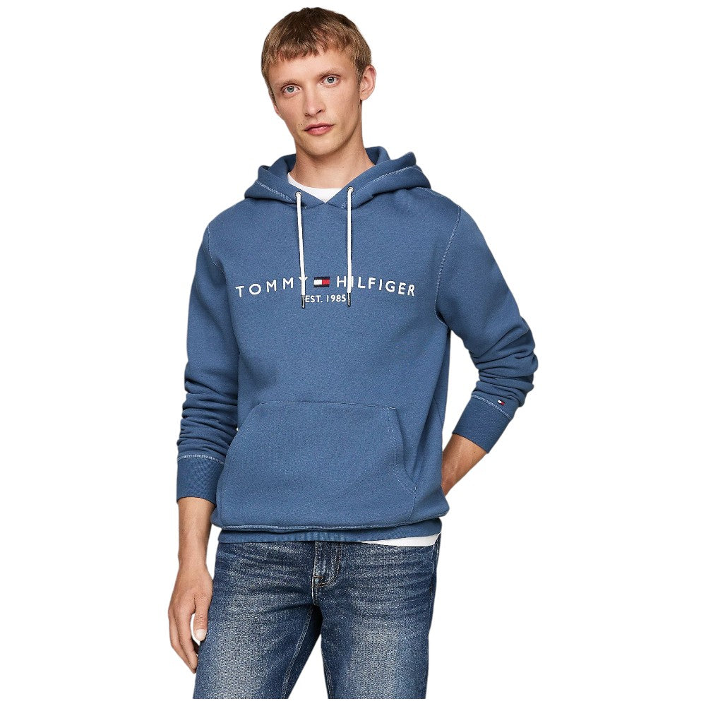 Tommy Hilfiger felpa cappuccio blu avion logo ricamato MW0MW11599 - Prodotti di Classe