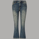 Jeans Liu Jo blu bootcut a vita alta con strass, vista frontale