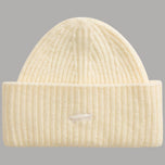 Berretto Vans beige a coste con risvolto ampio e logo frontale