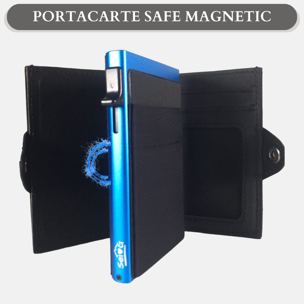 Sei G portacarte safe magnetic royal con custodia in pelle nera Portafogli SEI G