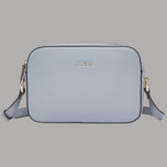 Liu Jo Borsa a tracolla media AA6211E1012 in pelle azzurro con logo dorato, tracolla regolabile
