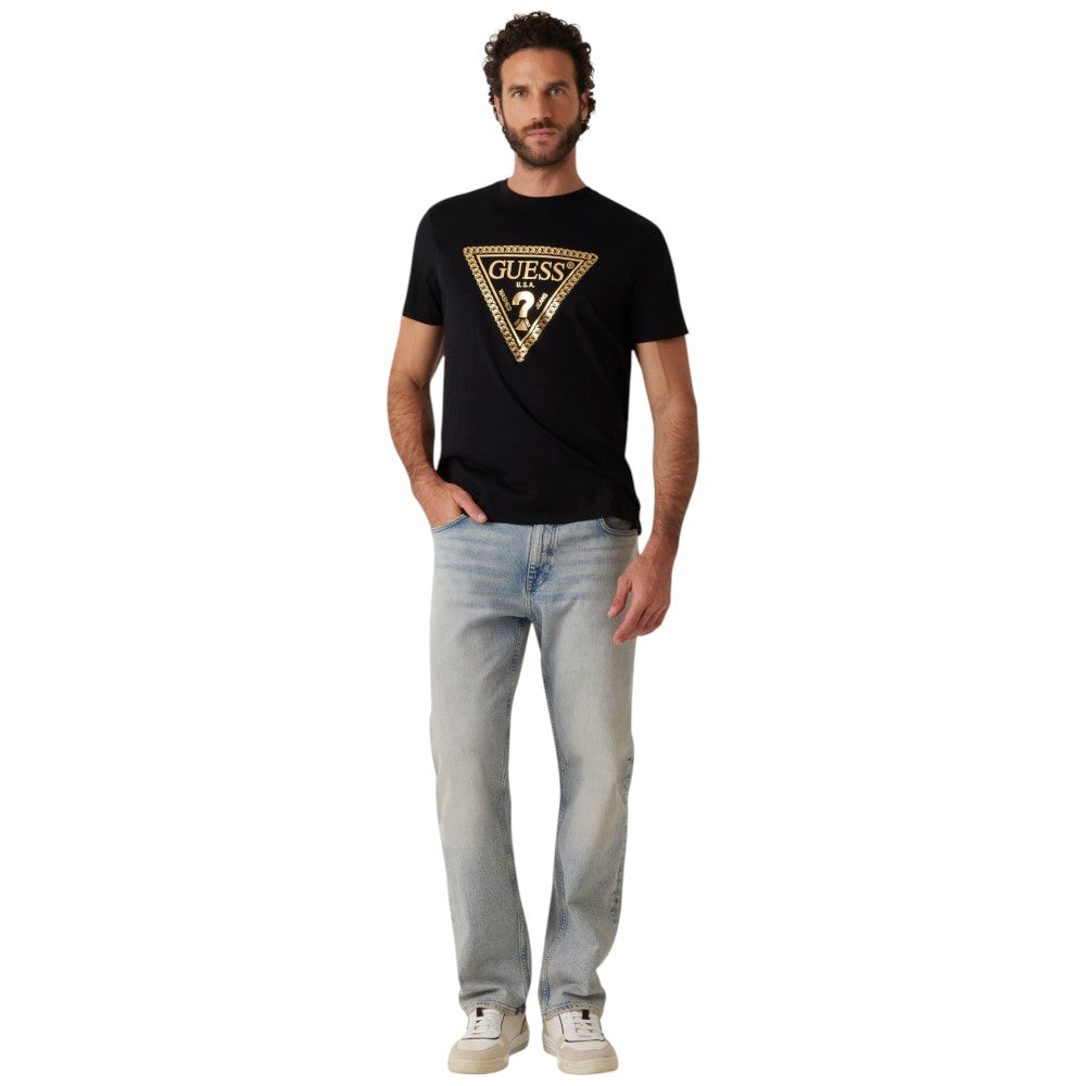 Guess t-shirt nera logo oro Chain M5RI49 K9RM1 JBLK T-shirt Guess