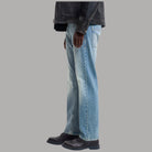 Jeans relaxed fit uomo Jack & Jones Chris SQ blu chiaro cotone con texture e cuciture evidenti