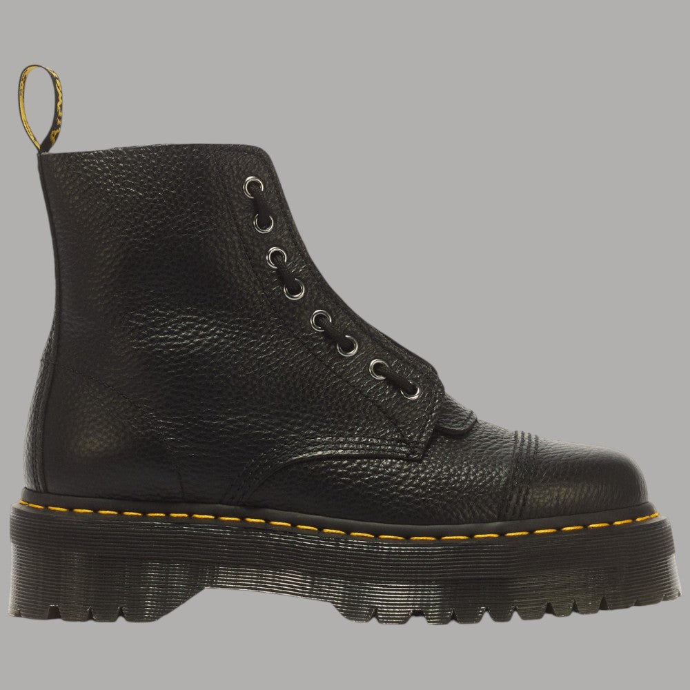 Stivali platform in nappa lavorata Dr Martens Sinclair nero con dettaglio giallo sulla suola