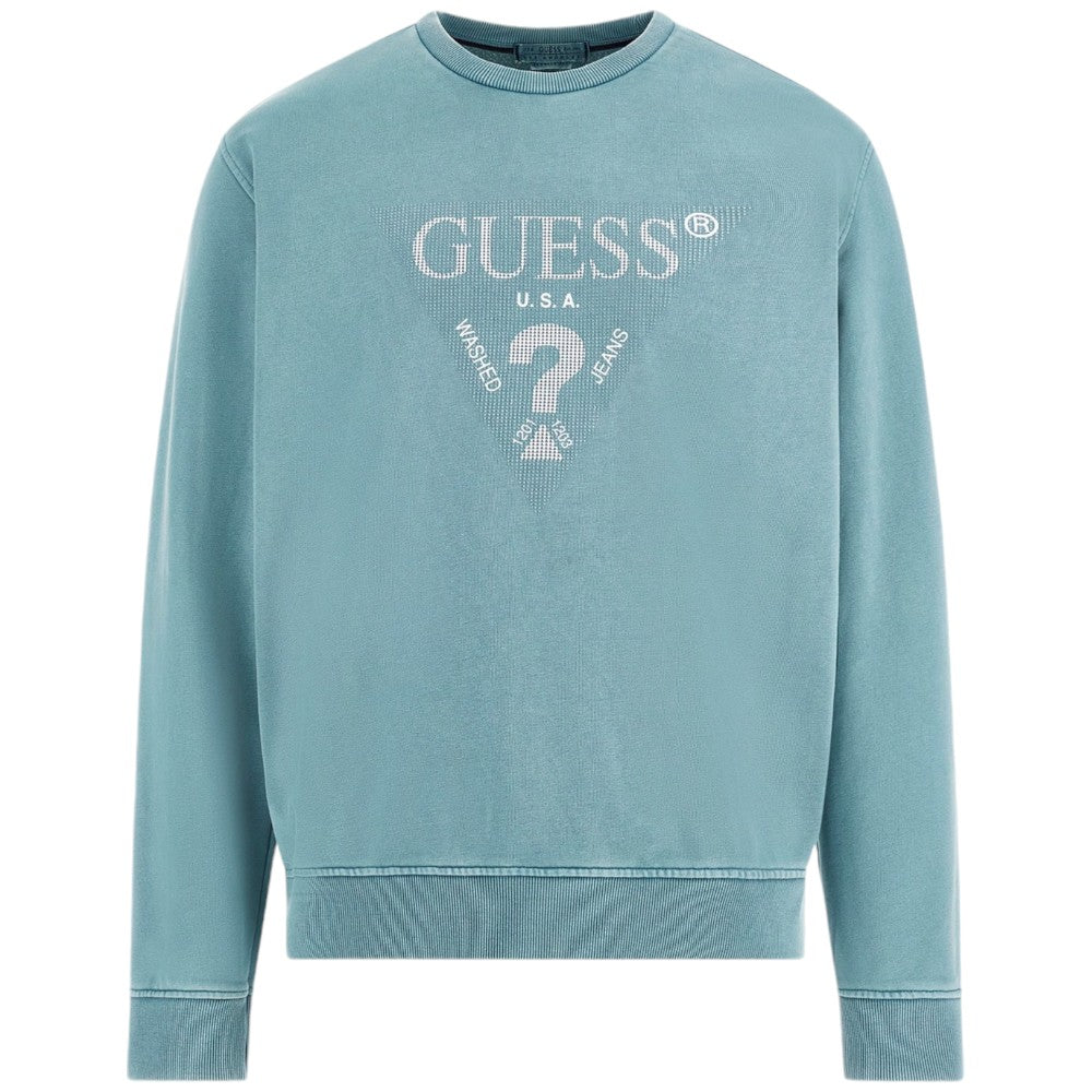 Guess felpa azzurra TREATED TRIANGLE M4YQ07 KBY51 Felpe Guess