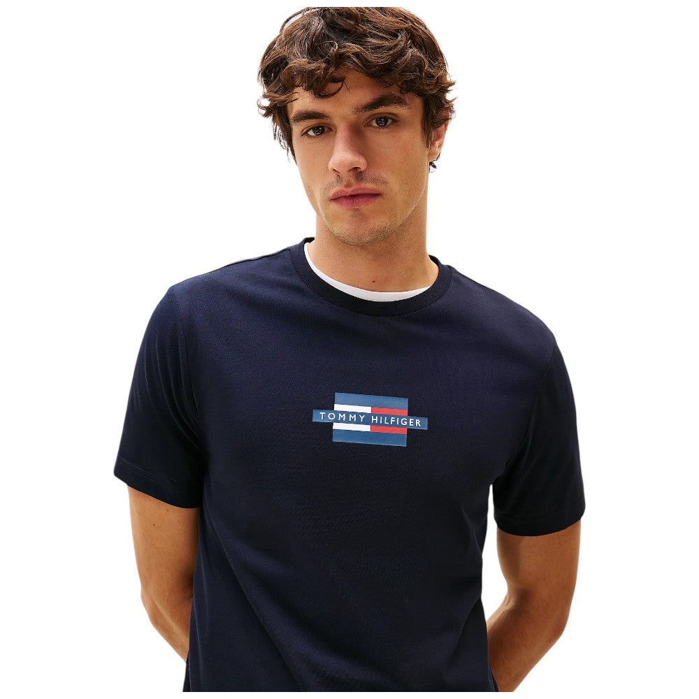Tommy Hilfiger t-shirt blu logo centrale MW0MW38636DW5 T-shirt Tommy Hilfiger