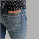 Jeans slim fit uomo Jack & Jones Glenn SBD 159 SN blu denim texture con cuciture contrasto e tasche posteriore