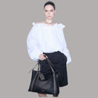 Liu Jo tote bag effetto grana nero con dettagli logati e manici sottili
