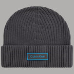 Calvin Klein cappello bain in cotone grigio con logo ricamato blu e nero in rilievo