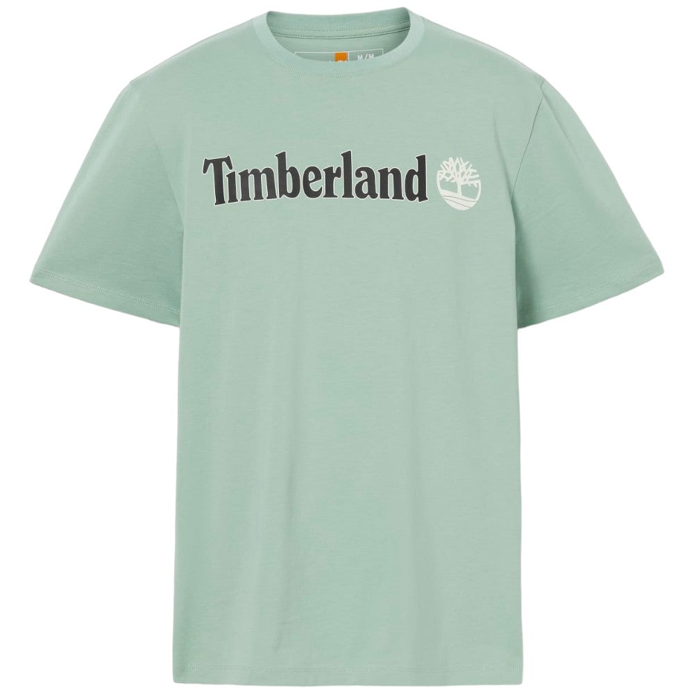 Timberland t-shirt verde acqua logo lineare TB0A5UPQEW0 T-shirt Timberland