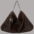 Borsa hobo grande Liu Jo in morbida eco pelliccia marrone con dettagli metallici