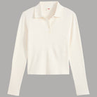 Levi's Polo maniche lunghe donna bianca in cotone con dettaglio bottoni frontali