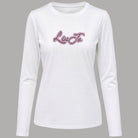Liu Jo T-shirt manica lunga bianca con logo strass frontale