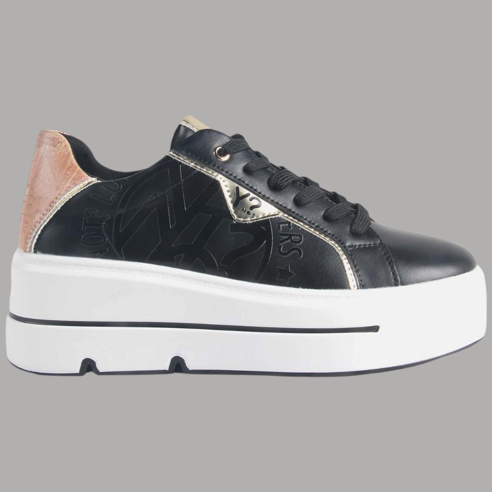 Sneakers YNot nere con suola rialzata, dettagli bronzo e lacci