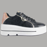 Sneakers YNot nere con suola rialzata, dettagli bronzo e lacci