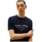 Tommy Hilfiger t-shirt blu con stampa centrale MW0MW38621DW5 T-shirt Tommy Hilfiger
