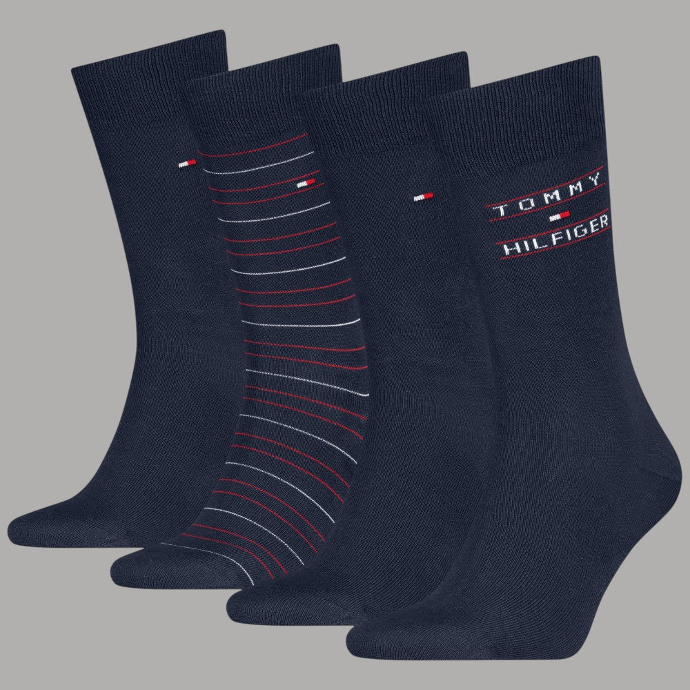 Calzini blu da uomo Tommy Hilfiger, 4 paia in confezione regalo