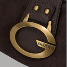 Borsa a spalla grande Guess Camden marrone effetto suede