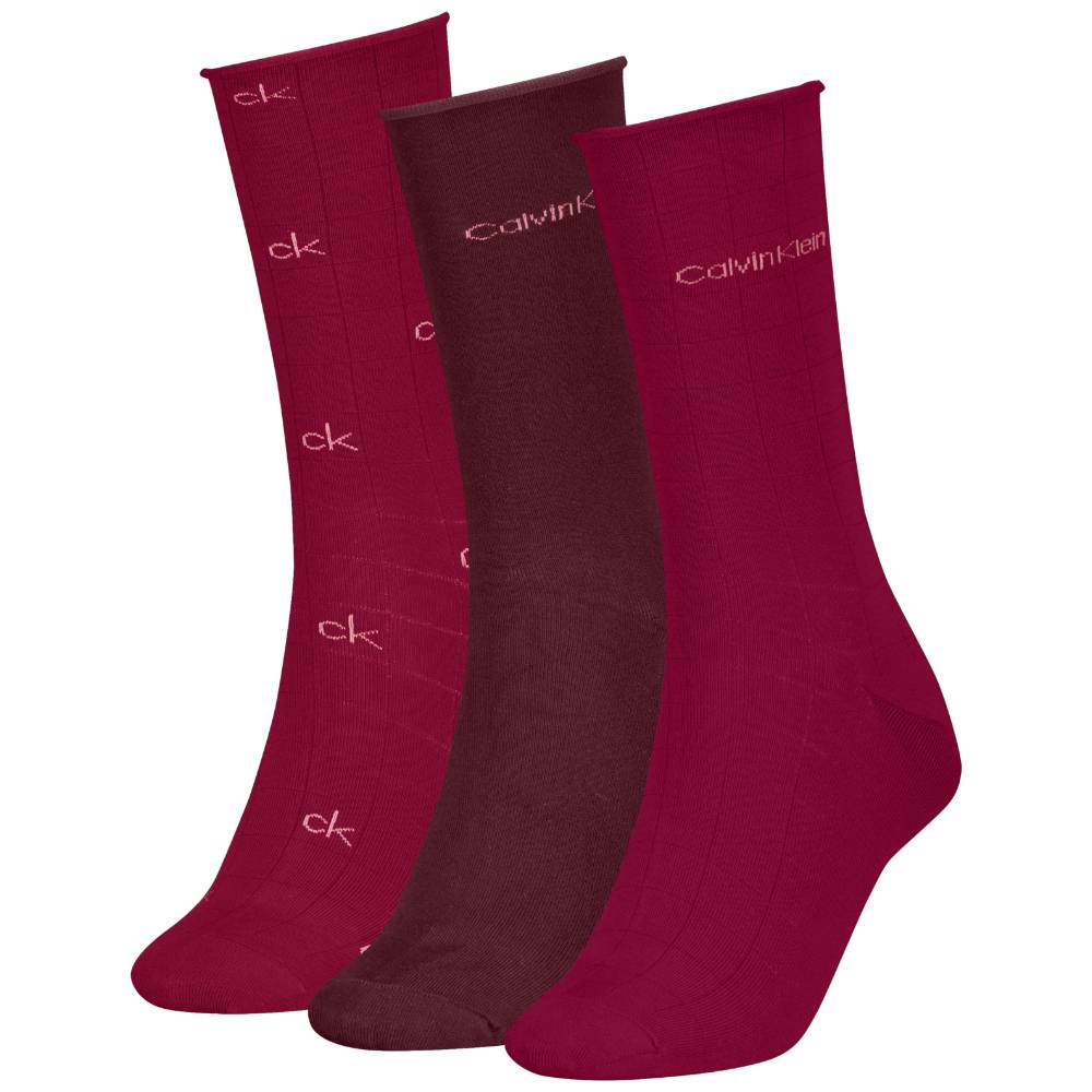 Calvin Klein donna pack 3 calze rosso ciliegia 701235368003801 Intimo Calvin Klein
